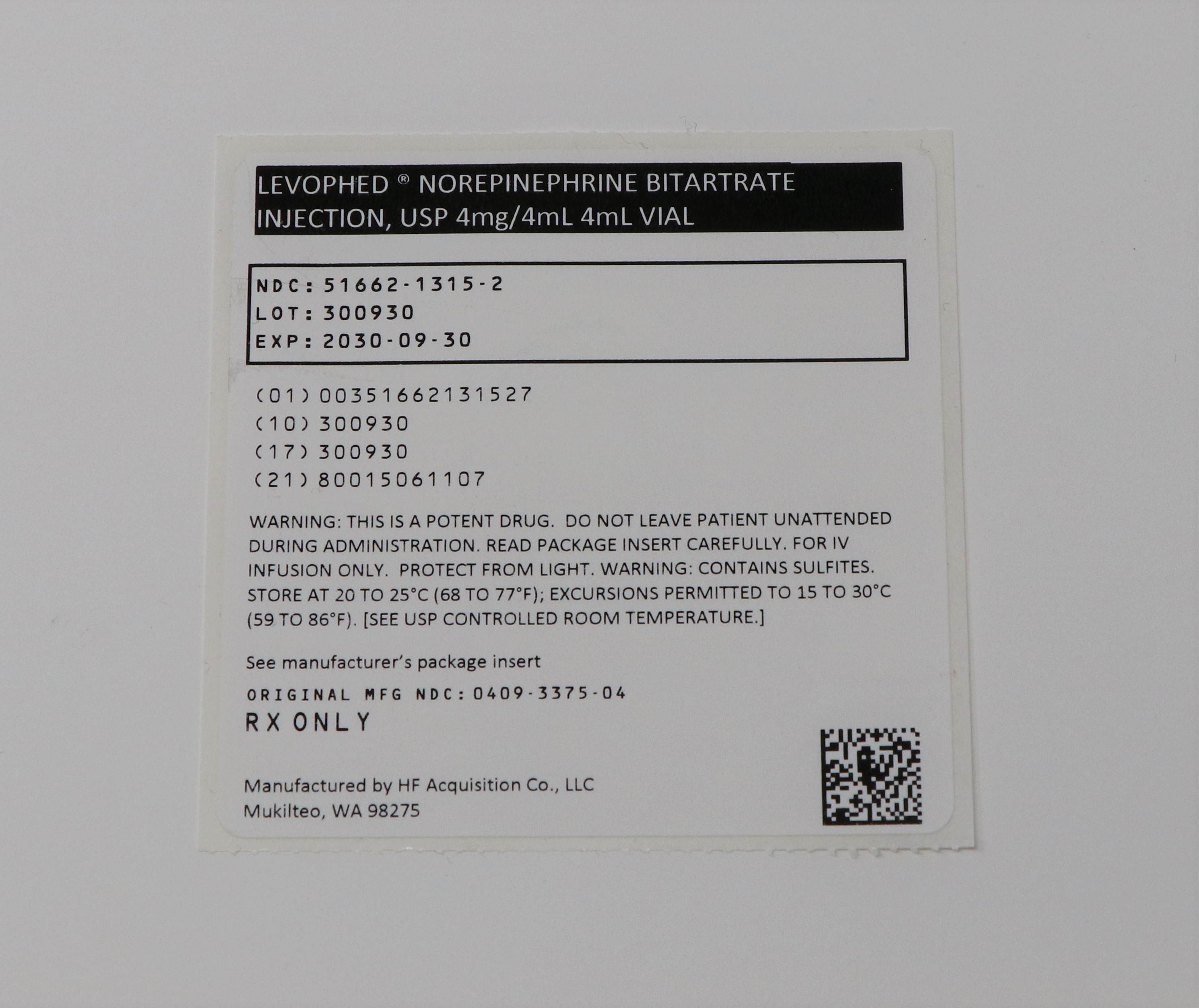Levophed(r) Norepinephrine Bitartrate